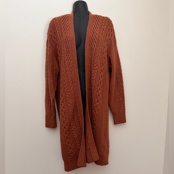 Nili Lotan Women's Rust Cable Knit Cardigan - Picture 4 of 8